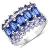 2.09 Carat Genuine Kyanite and Tanzanite .925 Sterling Silver Ring