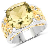 7.05 Carat Genuine Lemon Quartz .925 Sterling Silver Ring