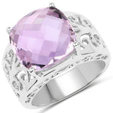 6.28 ct. Genuine Pink Amethyst .925 Sterling Silver Ring