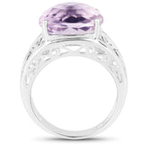 6.28 ct. Genuine Pink Amethyst .925 Sterling Silver Ring