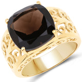7.09 ct. Genuine Smoky Quartz .925 Sterling Silver Ring