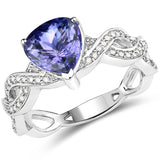 14K White Gold 2.45 ct. Genuine Tanzanite and White Diamond Ring