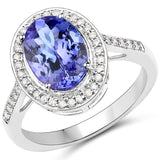 14K White Gold 2.78 ct. Tanzanite and White Diamond Ring