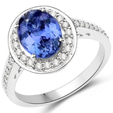 14K White Gold 2.78 ct. Tanzanite and White Diamond Ring