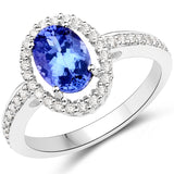 14K White Gold 2.09 ct Tanzanite and White Diamond Ring
