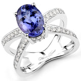 14K White Gold 3.14 ct. Genuine Tanzanite and White Diamond Ring