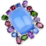 26.67 ct Genuine Multi Stones .925 Sterling Silver Ring