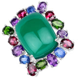 26.67 ct Genuine Multi Stones .925 Sterling Silver Ring