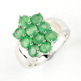 2.30 Carat Genuine Zambian Emerald .925 Sterling Silver Ring