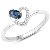 0.26 Carat Genuine Blue Sapphire and White Diamond 18K White Gold Ring