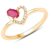 0.31 ct. Genuine Ruby and White Diamond 14K Yellow Gold Ring
