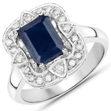 2.68 Carat Genuine Blue Sapphire and White Diamond 14K White Gold Ring