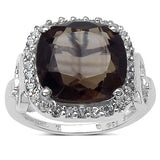 6.70 ct.. t.w. Smoky Quartz and White Topaz Ring in Sterling Silver
