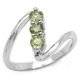 0.54 Carat Genuine Green Sapphire .925 Sterling Silver Ring