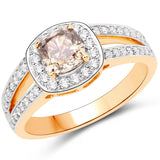 1.44 Carat Genuine TLB Diamond and White Diamond 18K Yellow Gold Ring for Women