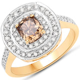 1.44 Carat Genuine TLB Diamond and White Diamond 18K Yellow Gold Ring