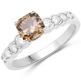 1.69 Carat Genuine Fancy Green Diamond and White Diamond 18K White Gold Ring