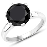 3.61 Carat Genuine Black Diamond 14K White Gold Ring