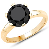 3.62 Carat Genuine Black Diamond 14K Yellow Gold Ring