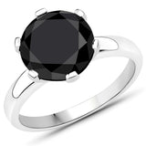 4.35 Carat Genuine Black Diamond 14K White Gold Ring