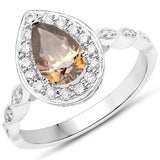 1.35 Carat Genuine Fancy Green Diamond and White Diamond 18K White Gold Ring