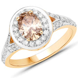1.59 Carat Genuine Chocolate Brown Diamond and White Diamond 18K Yellow Gold Ring