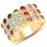1.51 Carat Genuine Multi Stones .925 Sterling Silver Ring