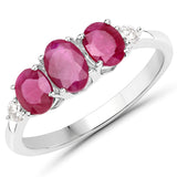 1.22 Carat Genuine Ruby and White Diamond 14K White Gold Ring