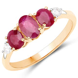 1.22 Carat Genuine Ruby and White Diamond 14K Yellow Gold Ring