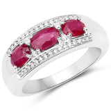 1.21 Carat Genuine Ruby and White Diamond 14K White Gold Ring