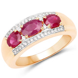 1.21 Carat Genuine Ruby and White Diamond 14K Yellow Gold Ring