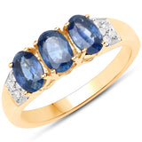 1.54 ct. Genuine Blue Sapphire and White Diamond 14K Yellow Gold Ring