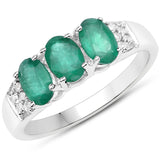1.42 ct. Genuine Zambian Emerald and White Diamond 14K White Gold Ring for women