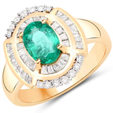 1.86 ct. Genuine Zambian Emerald and White Diamond 14K Yellow Gold Ring for women