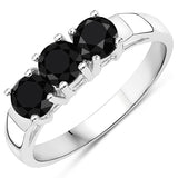0.99 ct. Genuine Black Diamond .925 Sterling Silver Ring for Women