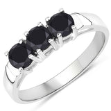 0.99 ct. Genuine Black Diamond .925 Sterling Silver Ring