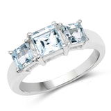 1.40 ct. Genuine Aquamarine .925 Sterling Silver Ring for women