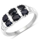 1.33 Carat Genuine Black Sapphire and White Topaz .925 Sterling Silver Ring