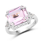 5.84 Carat Genuine Pink Amethyst & White Topaz .925 Sterling Silver Ring