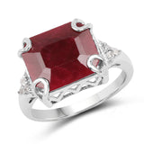 7.19 Carat Genuine Ruby & White Topaz .925 Sterling Silver Ring
