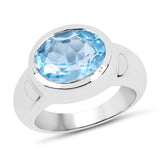 5.15 ct. Genuine Blue Topaz .925 Sterling Silver Ring
