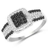 0.32 ct Genuine Black Diamond .925 Sterling Silver Ring