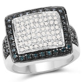 0.61 Carat Genuine Blue Diamond and White Diamond .925 Sterling Silver Ring