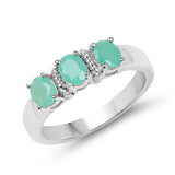0.78 Carat Genuine Emerald .925 Sterling Silver Ring