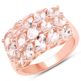 14K Rose Gold Plated 3.30 ct. Genuine Morganite .925 Sterling Silver Ring