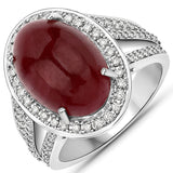 11.14 Carat Genuine Ruby and White Diamond 14K White Gold Ring