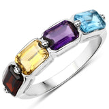 2.25 Carat Genuine Multi Stones .925 Sterling Silver Ring