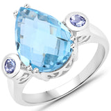 5.75 Carat Genuine Blue Topaz and Tanzanite .925 Sterling Silver Ring