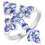 1.80 Carat Genuine Tanzanite .925 Sterling Silver Ring