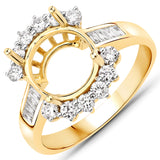 0.58 Carat Genuine White Diamond 14K Yellow Gold Ring